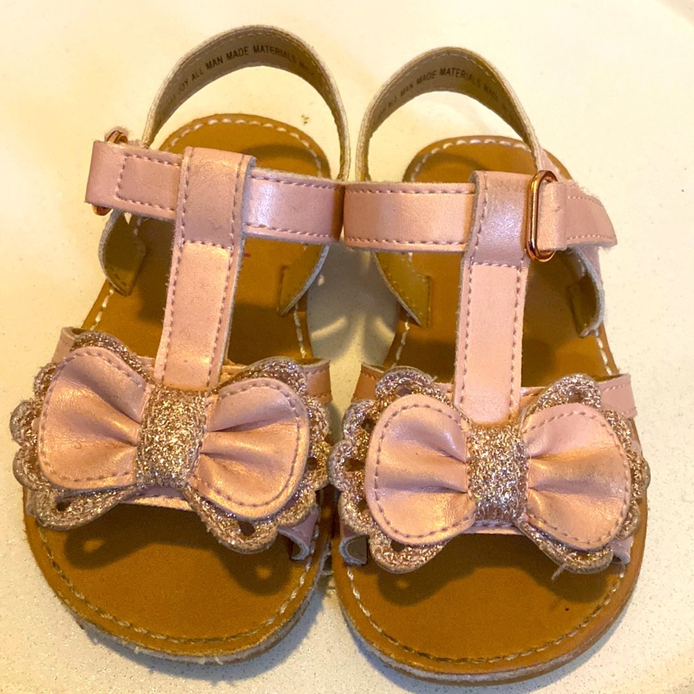 Girls Pink and Gold Sandals Size 7